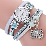 Uhren Damen Armbanduhr Mode Frauen Mädchen Analog Quarz Eule Anhänger Damen Kleid Armband Uhren Mode Uhrenarmband,ABsoar