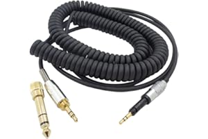 Janjunsi Cavo Audio Spirale Compatibile con Sennheiser HD6/HD7/HD8/HD598/HD595 - Cavo di Prolunga con Adattatore da 6.35MM, da 2.5MM a 3.5MM Maschio