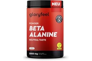 ‎GLORYFEEL Beta Alanin Pulver 1000g - 5000mg pro Portion - Pre-Workout für 7 Monate - Hochdosierte, vegane Aminosäure - Beta-Alanin +99% rein, ohne Zusätze & geschmacksneutral - Laborgeprüfte Qualität