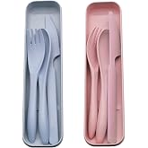 VANDBAO Set Di Posate Da Viaggio 9 Pezzi In Acciaio Inox Con Custodia, Includono Coltello, Forchetta, Cucchiai, Cannucce E Spazzola, Per Campeggio, Ufficio E Picnic
