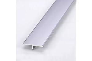 LIYI929GP Profilé En T, Argent Couleur Profil Rail De Transition Plate, Transition Facile Fixation, Bande De Moulure De Bord Pour Moquette Et Revêtement De Sol, 90cm Long Aluminium Anodisé Barre De Seuil