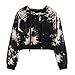 Produktbild Aberimy Crop Pullover Damen Mädchen Teenager Bauchfreier Pulli Kapuzenpullover Hoodie Baumwolle Blumen Patchwork Herbst Winter Sport Sweatshirt Crop Tops Kapuzenpulli Oberteile Shirts Sweatjacke