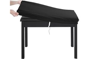BUYUE Luxuriöser Bezug für Klavierbank, 50,8 cm - 68,6 cm L x 30 cm B, Stretch-Jacquard, waschbar, rechteckig, für Schminkhocker, Größe S, Schwarz