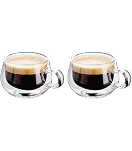 Transparante Candala Espressokopjes, 80 Ml, Set Van 4 Espressoglazen Dubbelwandige Espressokopjes Met Handvat Espressoglas Espressokopjes Koffiekopjes Voor Cappuccino Latte Macchiato Thee