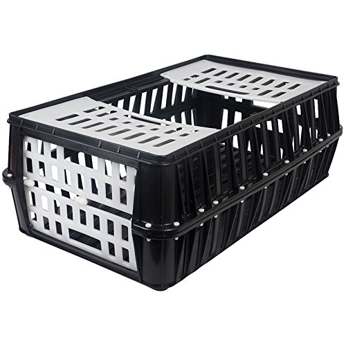 Geflügeltransportkiste 85 x 50 x 31 cm mit 2 Türen in schwarz mit weissen Türen