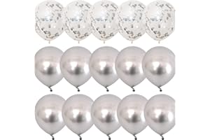 OTMVICOR Vicor Silver Balloon,15 Pieces Metallic Silver Latex Balloons,12 inch Silver Confetti Balloons for Birthday Mother's Day Wedding Baby Shower Party Decoration