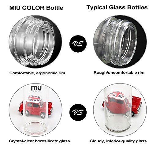 MIU COLOR® 2 Stück 550ml Trinkflasche Glasflasche Nylon Tasche für Auto (ohne Teesieb, schwarz) - 3