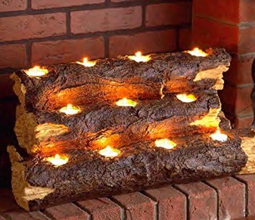 Wildon Home Tealight Contemporary Decorative Fireplace Log Insert - The Perfect Fireplace Accessory You Will Ever Have! This Wood Fireplace Insert Has an Amazing Handcrafted Resin Log Sculpture. This Freestanding Fireplace Insert Is a Great No Fuss Alternative to Lighting a Fire. Great for Home Fireplaces, Condos, Townhouses and Apartment Fireplaces by Wildon Home