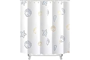 Lerores Duschvorhang 220x200cm Klein Ozeanstern, Beschwerter Saum Antischimmel, Wasserabweisend, Waschbar Polyester Stoff Badevorhänge mit Ösen und 12 Duschvorhangringe für Badezimmer, Badewanne