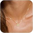 RLMOON Gold/Silver Initial Necklace for Women 14K Gold Plated Dainty Letter Necklace Tiny Silver Initial Pendant Name Necklace A-Z Personalized Gift Trendy Jewelry