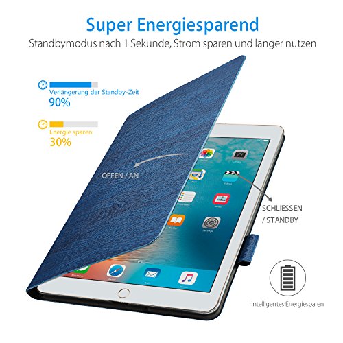 AUAUA iPad Pro 9.7 Hülle, iPad Pro 9.7 PU Leder Tasche Schutzhülle Schal + Clear Schutzfolie(Gift) für Apple iPad Pro 9.7 Zoll Apple Tablet - 5