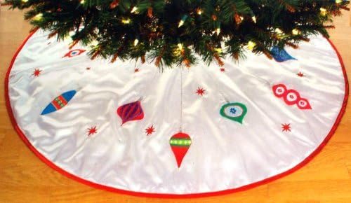 48 Inch - Sandra Lee White Velvet Embroidered Ornaments Holiday Christmas Tree Skirt by Sandra Lee
