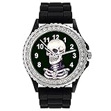 Timest - Skelett - Strass Damenuhr mit Silikonarmband Rund Analog Quarz CSG035