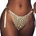 Produktbild Huihong Damen Tanga Pailletten Bikini Bottoms G-String Slip Höschen Sommer Nahtlose Tanga Dessous Unterwäsche Schlüpfer (Gold, S)