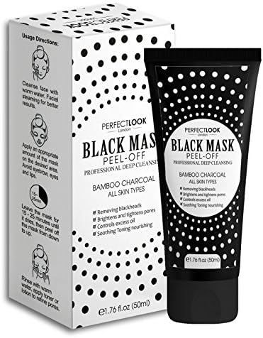 UK NEW 2018 Improved Formula PROFESSIONAL DEEP CLEANSING BLACK MASK – PERFECT LOOK London Black Face Mask with Activated Charcoal / Black Face Mask Peel Off / Blackhead Remover Mask / Black Face Peel to Remove Blackheads / Skin Peel for Face with Bamboo Charcoal / Black Face Peel / Purifying Mask Facial Detox Professional Cleansing Remove Dirt and Toxin Brightens and Tightens Pores Skin Care Oil Control