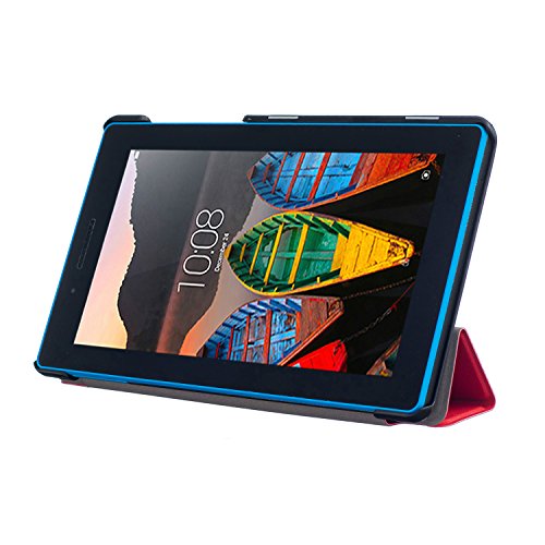 ELTD Lenovo TAB3 7 Essential / Lenovo Tab3 A7-10 Hülle Case - Ultra Schlank Smart Cover Tasche Schutzhülle Case für Lenovo TAB3 7 Essential / Lenovo Tab3 A7-10 mit Standfunktion, Rot