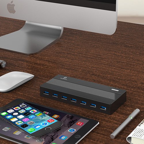 USB 3.0 Hub 7 Datenports SuperSpeed 5Gbps mit 30W Netzadapter und USB 3.0 Kabel 3.3ft USB Hub für Windows XP / Vista / 7 / 8 / 10, Mac OS, Linux und Windows Surface Pro,IdeaPad, MacBook Air, MacBook pro, MacMini, iMac, MacPro, Yoga 910, LG Gram 15 Notebooks und Mehr by POWERILLEX - 8