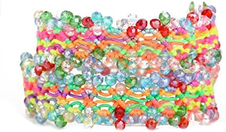 New! Olives and hand-woven crystal Bracelet 1 ring Bracelet Bangle punk wind 2 coil winding (Colorful)
