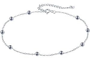 Yinsen Bracelet de cheville pour Femme Argent Sterling 925 Double Chaînes avec Boules Chaînes de Cheville Bijoux Cadeaux pour Maman Femmes Filles (22+4cm)