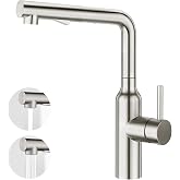 CREA Kitchen Faucet for Sink with Pull-Out Shower, Single Lever Mixer, Brushed
