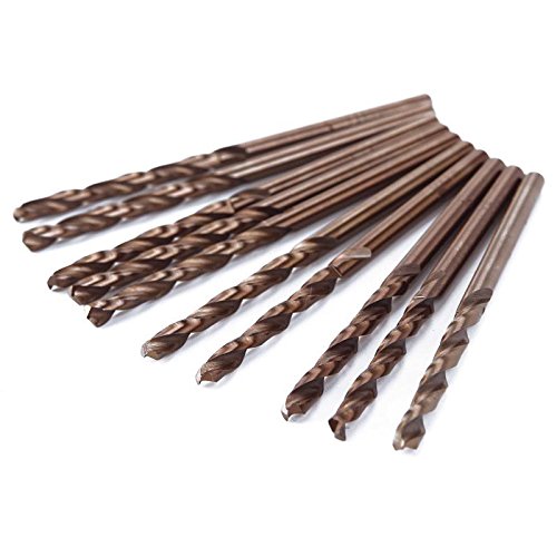 Teabelle 3 mm 10 Pz Punte per Trapano al Cobalto in Acciaio HSS e Titanio Gambo Dritto per Mandrino a Torsione