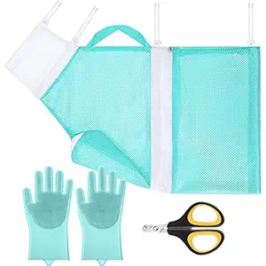 3 Pieces Cat Bathing Bag Cat Grooming Shower Net Pet Bag Cat Washing Bag Green Pet Grooming Gloves Cat Nail Clippers Dog Claw Trimmer for Cats and Dogs Cleaning Nail Trimming