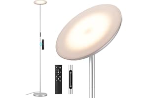 PreeOtti Lampada da Terra LED, 36W Dimmerabile Piantana Lampada da Terra, 3000K-5000K Stepless Lampada Salotto con Telecomando e Tocco per Soggiorno Ufficio Camera da Letto(Grigio Argento)