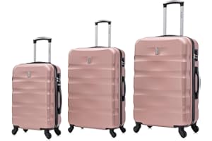 CELIMS - Juego de Maletas 3 Piezas | Maleta Cabina + Maleta Mediana + Maleta Grande | Oro Rosa