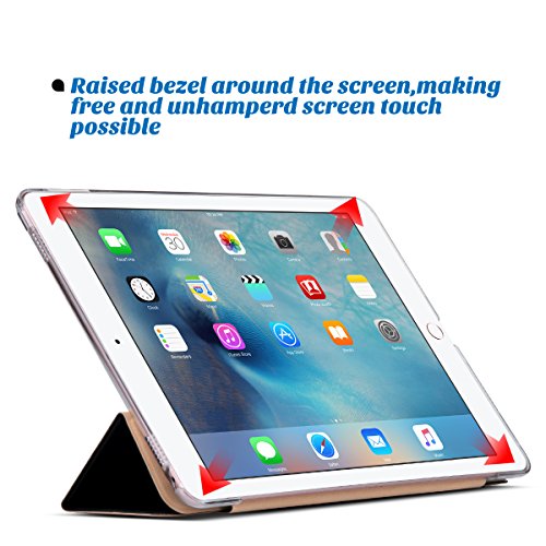 Neues iPad 2017, 9.7 Zoll Hülle, ULAK ultra dünne magnetische Selbstweck u. Schlaffunktion intelligente Abdeckung Trifold Standplatz-Fall mit Entwerfer-harte rückseitige Shell für neues iPad 9.7 Zoll 2017 Modell (Schwarz) - 3