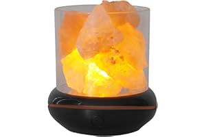 BROLEO Diffusore di oli essenziali, diffusore di olio essenziale di sale di roccia, con 7 colori LED lampada di cristallo di rocca, purificatore d'aria aroma USB