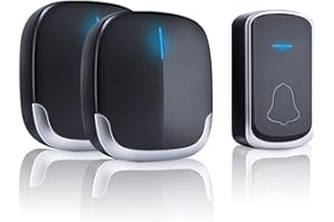 HOSPAOP Dzwonek do drzwi, wodoszczelny, radiowy dzwonek do drzwi wejściowych, zasięg 300 m, 58 melodii, dzwonek do drzwi wejściowych, zestaw z lampą błyskową LED i 2 odbiornikami wtykowymi