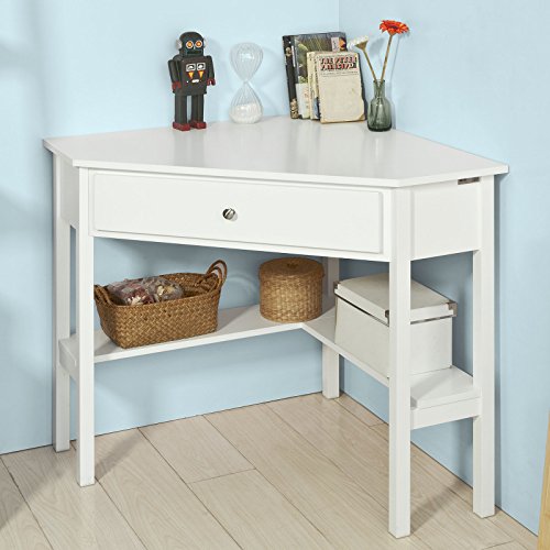 SoBuy® FWT31-W Table Bureau d'Angle Bureau informatique Secrétaire avec Tiroir 