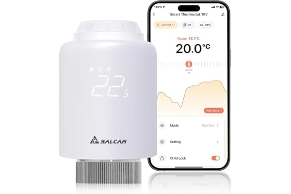 SALCAR Termostat Uppvärmning WiFi Direktanslutning Termostat Kompatibel med Amazon Alexa och Google Assistant Tuya programmer