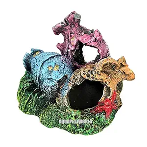 AQUAPETZWORLD Triple Ancient Broken Vase Aquarium Decoration, Fish Hideaway Ornament Safe and Non-Toxic Fish Tank Decor, Aquatic Ornament by Aquatic Creation with AIR Stone