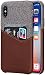 Produktbild lopie iPhone X Hülle mit Kartenfach, iPhone X Hülle Leder, [Sea Island Cotton Series] Stoff Echtleder Wallet Schlankem Card Holder Handy Schutzhülle für Apple iPhone 10 / X Case Cover- Dunkelbraun