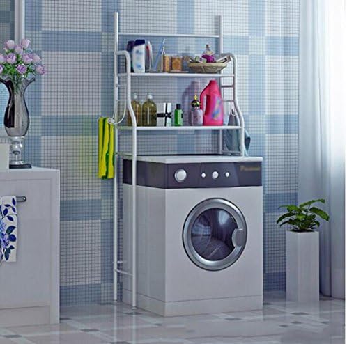 Home Shelves CYJZ® Two layers Toilet rack bathroom Landing Shelf family bathroom storage rack washing machine Finishing frame white Strong bearing capacity (Color : White)