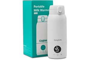 Cozytots Calentador de leche portátil para viajes, modos de calentamiento duales para leche materna y agua, calentador de botellas portátil con calentamiento rápido y batería de larga duración, termo