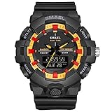 Blisfille Uhr Herren Outdoor Wasserdicht Quarz Uhr Herrenuhr Multifunktional Schwarz Orange Outdoor Sportuhr Armbanduhr Automatikuhr