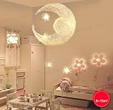 LONFENNER Creative Moon and Stars Pendelleuchte / Deckenleuchte Mond und Sterne, für Kinderzimmer, Wohnzimmer - 2