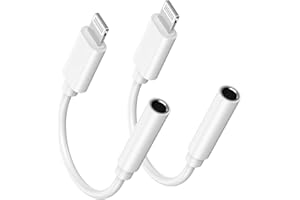 FUHAYA [Certifié Apple MFi] Adaptateur Apple Lightning vers Prise Casque 3,5 mm pour iPhone, Lot de 2 adaptateurs Casque iPhone 3,5 mm Aux Audio Converter Adaptateur Dongle pour iPhone 14 13 12 11 XS XR X 8