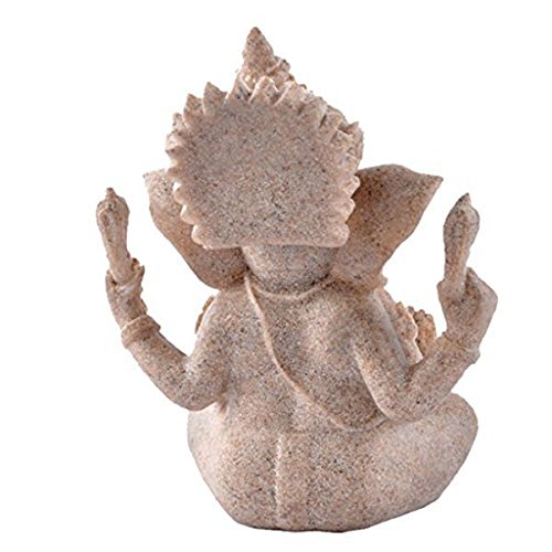 PIXNOR Sandstein Ganesha Buddha Elefanten Statue Skulptur handgefertigte Figur - 4