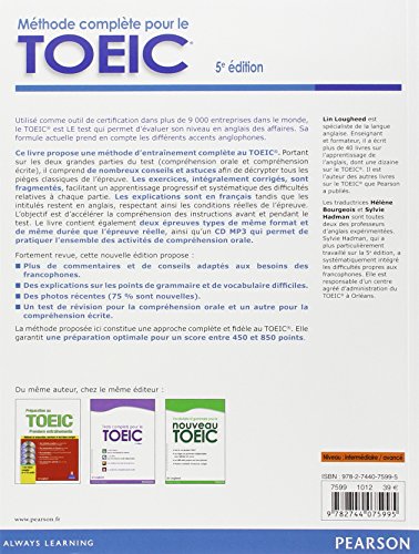 Méthode complète pour le TOEIC : la méthode de référence avec 2 tests blancs corrigés + CD MP3