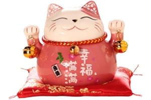 NOLITOY - Salvadanaio a forma di gatto Maneki Neko Lucky Cat salvadanaio per banconote, colore: Rosa