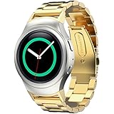 Watch Band, Hasee Stainless Steel Strap + Connector for Samsung Gear S2 RM 720, Gold (Repair Tool Included)