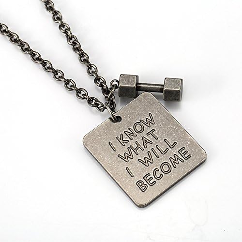 Punk Stainless Steel Dumbbell Pendant Necklace for men & women 27 inches (Silver)