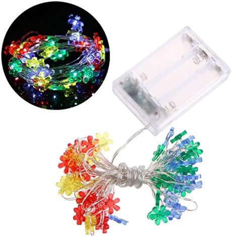 Haorw 5m 50 LED Waterproof Loving Heart Copper Wire Fairy String Lights Battery Operated Xmas Wedding Decor (RGB)
