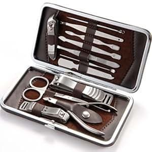 Kit manucure pedicure ongles trousse 12pc coupe pince ciseau lime etc