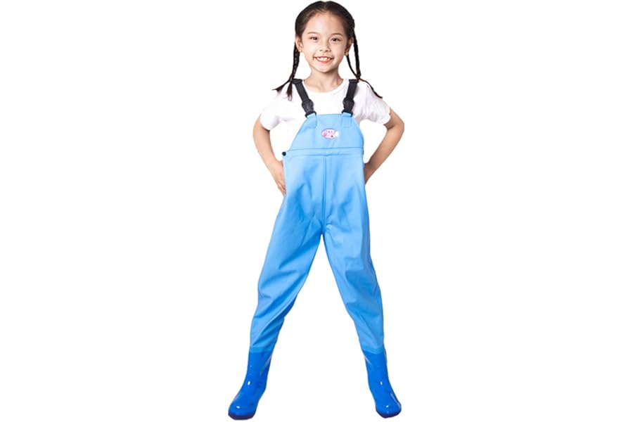 Fishing Waders for Kids Boys Girls Chest Waders Youth Fishing Wader With Pocket For Toddler Children Water Proof Wader With Boots