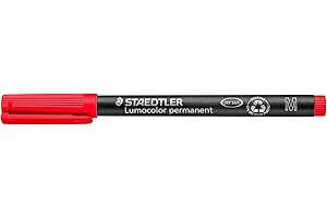 ‎STAEDTLER STAEDTLER permanent Marker Lumocolor, rot, Linienbreite ca. 1,0 mm, wisch- und wasserfest, Made in Germany, nachfüllbar, lange Lebensdauer, 10 rote Universalstifte im Kartonetui, 317-2