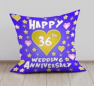 DreamVio Happy 36th Anniversary Cushion, Gift Cushion for Husband, Wife,Couples, Friends on Birthdays & Anniversaries Color : Purple (12 x 12 inch)